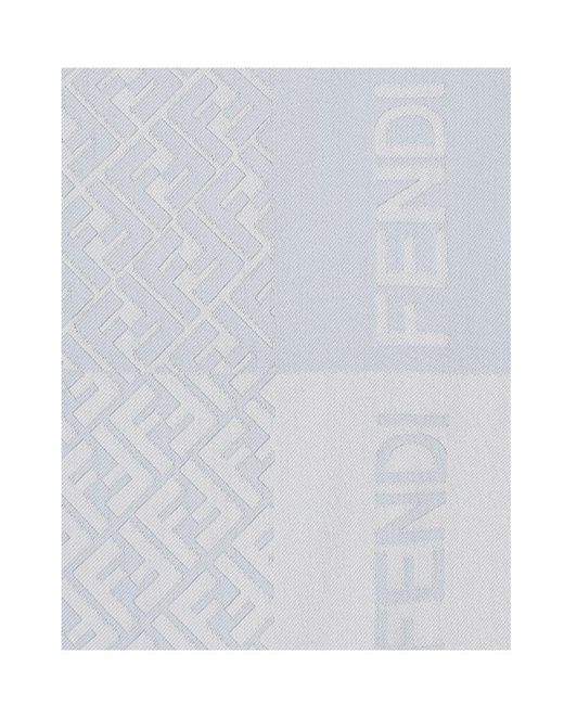 Fendi White Rectangular Logo Scarf for men