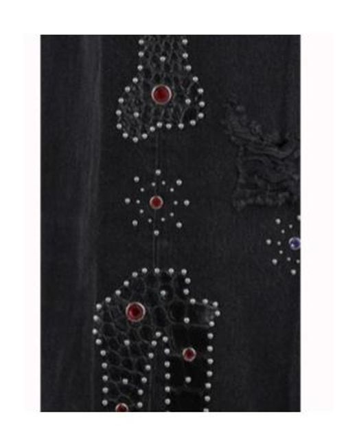 Amiri Black Distressed Bones Studded Baggy Jeans for men