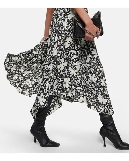 Stella McCartney White Floral Silk Midi Dress