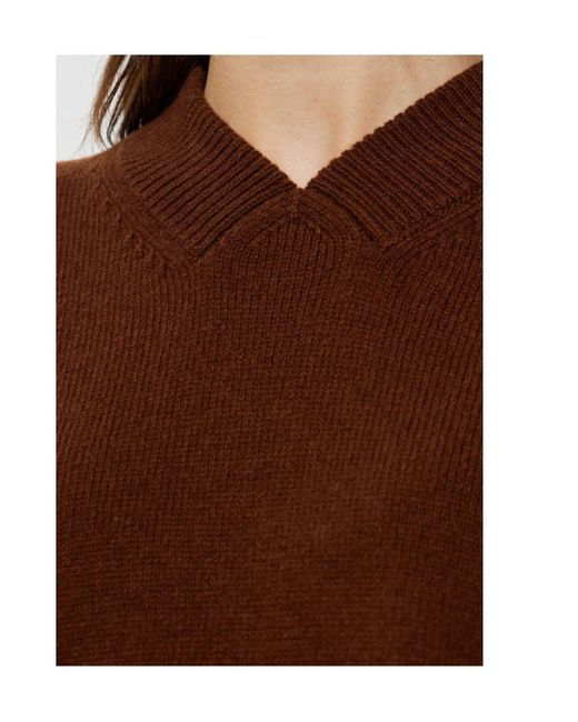 Marni Brown Ribbed V-Neck Ribbed Jumper