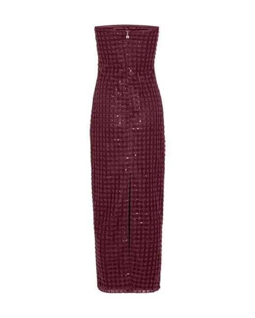 ROTATE BIRGER CHRISTENSEN Purple Beaded Tube Top Dress