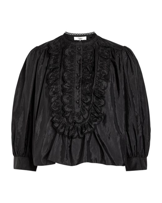 Chloé Black Ruffled Shell Blouse