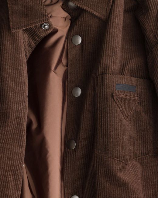 Prada Brown Logo Detailed Long-Sleeved Shirt for men