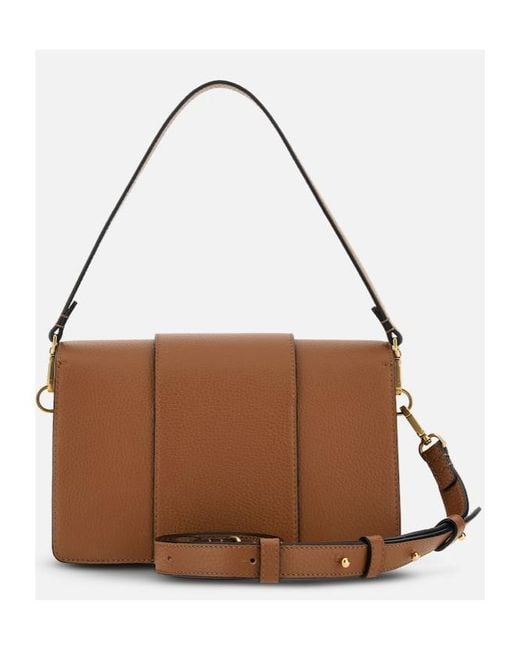 Hogan Brown H-Bag Foldover-Top Shoulder Bag