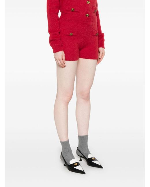 Twinset Red Button-Detail Shorts