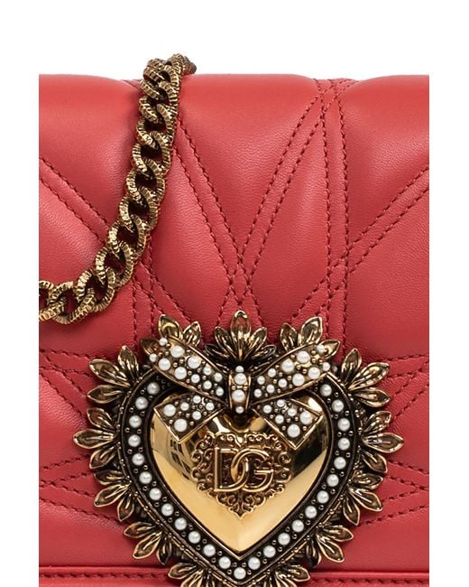 Dolce & Gabbana Red Devotion Logo Plaque Shoulder Bag