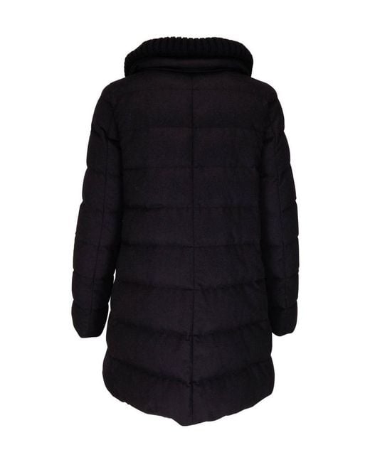 Herno Black Logo Long-Sleeved Down Jacket