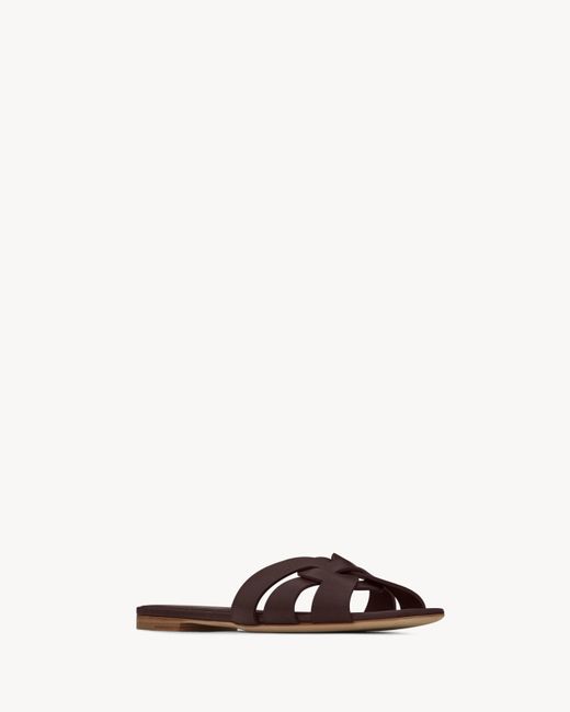Saint Laurent Brown Tribute Sandals Slippers