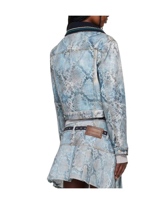 ANDERSSON BELL Blue Python Gradient Print Denim Jacket