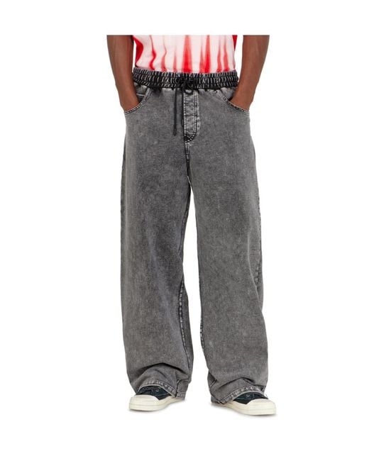 DIESEL Gray Sweatpants With Denim Effect for men