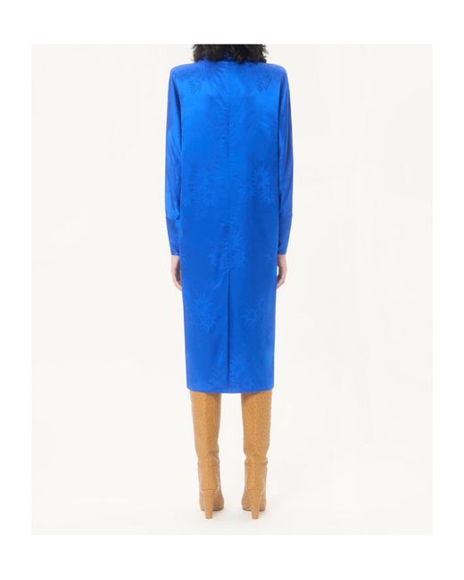 Valentino Blue Floral Jacquard Midi Dress