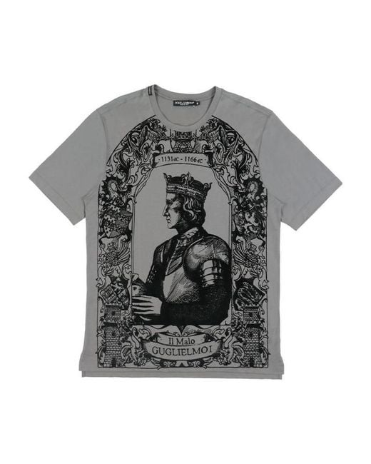 Dolce & Gabbana Gray Printed T-Shirt for men