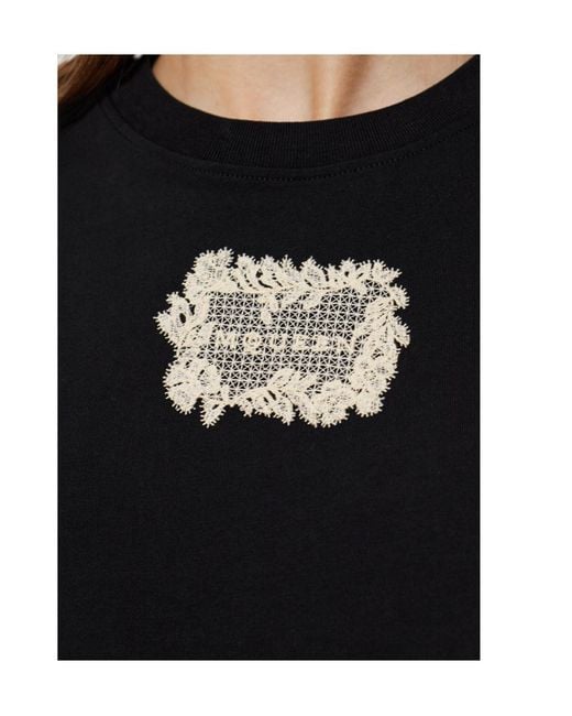McQueen Black Lace Appliqué T-Shirt