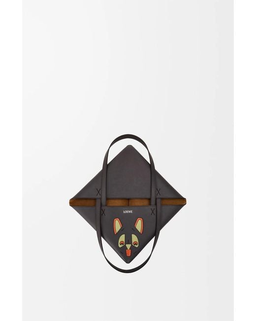 Loewe Black Futurist Cat Medium Puzzle Fold Tote Bag