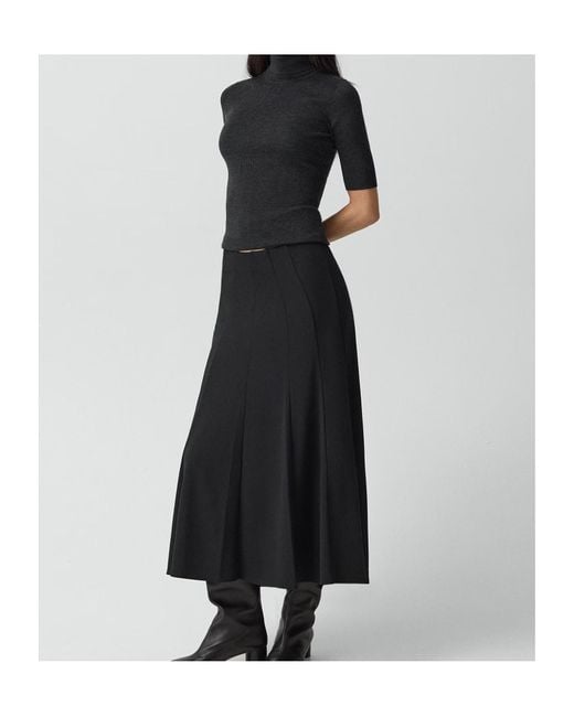Theory Black Fluted Seam Skirt