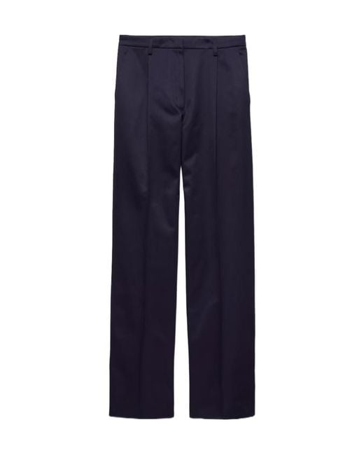 Prada Blue Pleated Straight-Leg Pants