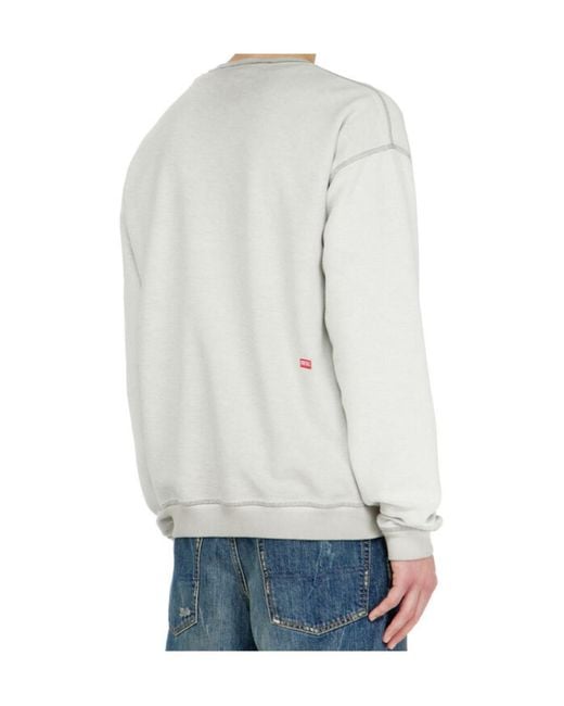 DIESEL White Sweatshirt With Dévoré Print for men