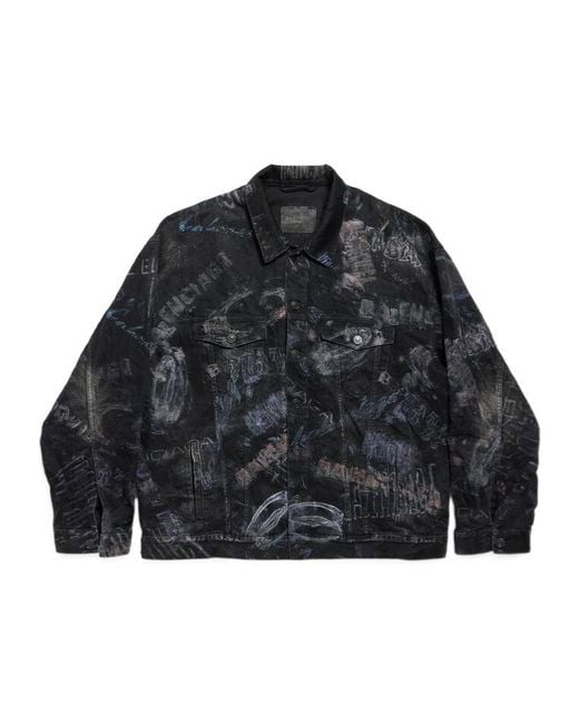 Balenciaga Black Printed Denim Jacket for men