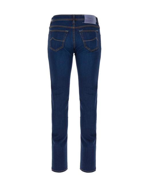 Jacob Cohen Blue Logo-Patch Jeans for men