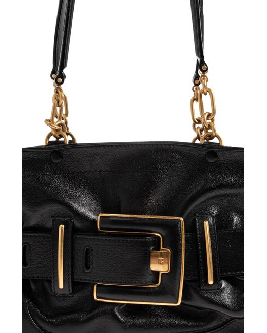 Balmain Black Anthem Buckled Shoulder Bag