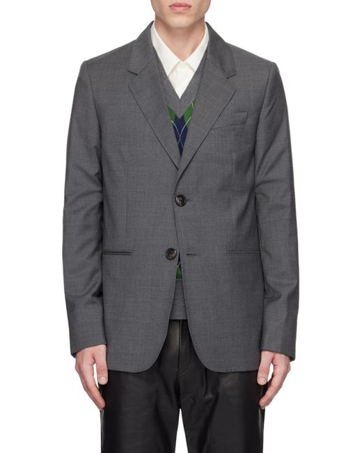 AMI Gray Single-Breasted Blazer for men
