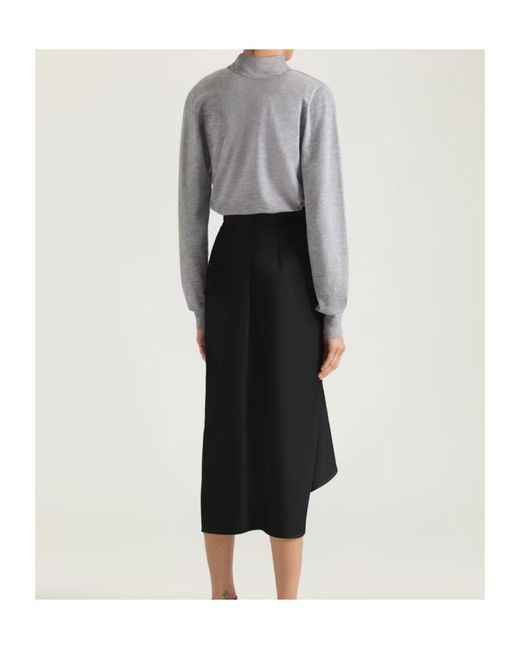 Givenchy Gray Pleated High-Neck Knitted Sweater