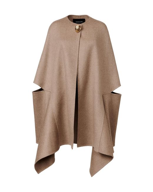 Fabiana Filippi Brown Button-Fastening Patch-Pocket Cape
