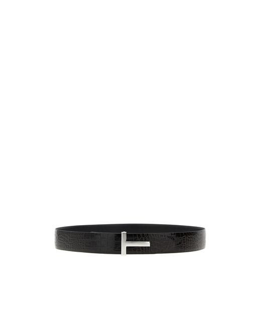 Tom Ford White Embossed Reversible Belt for men