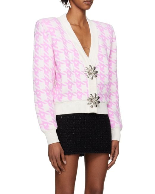Area Pink Mussel Flower V-Neck Cardigan