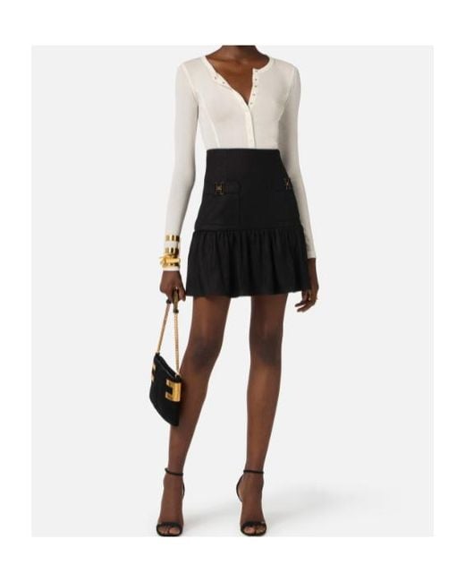 Elisabetta Franchi Black Jewel Detailed Skirt