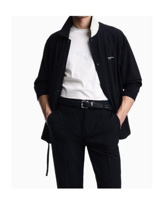 Emporio Armani Blue Logo-Embroidered Jacket for men
