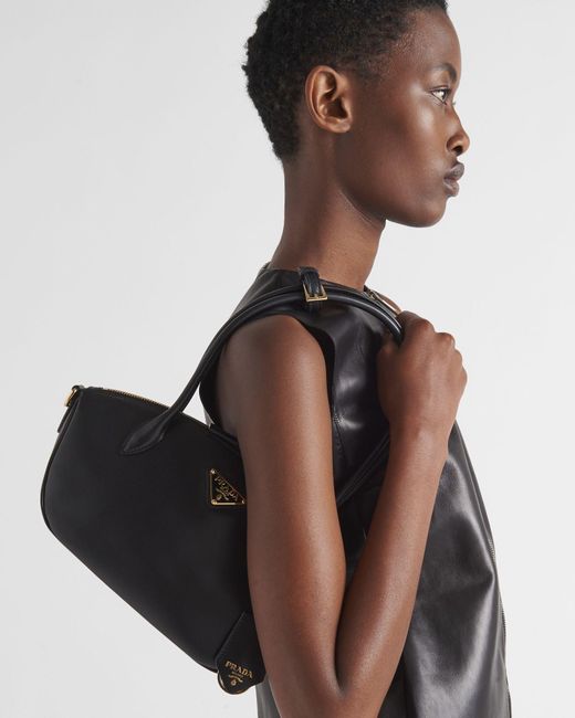 Prada Black Logo Plaque Tote Bag