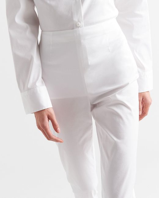 Prada White Logo Detailed High-Waist Pants