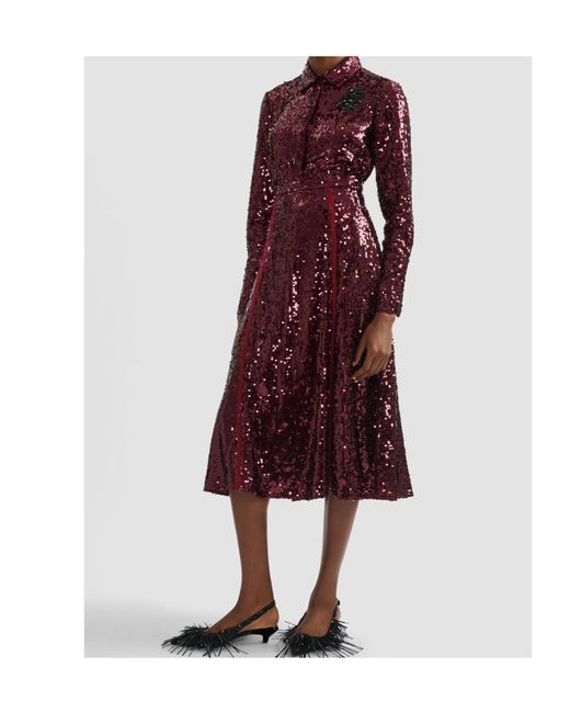 Erdem Purple Sequin A-Line Skirt