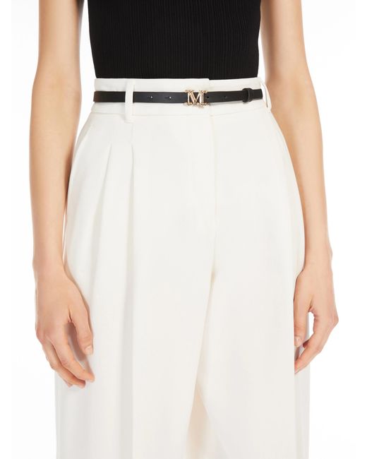 Max Mara White Aziata Leather Belt