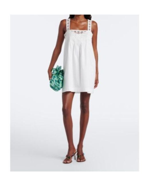 Posse White Veda Crochet-Trimmed Cotton Minidress