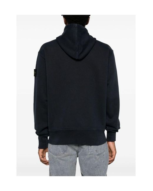 Stone Island Blue Compass Patch Drawstring Hoodie for men
