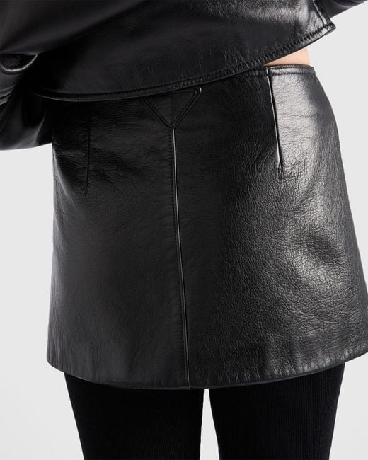 Prada Black Leather Mini Skirt