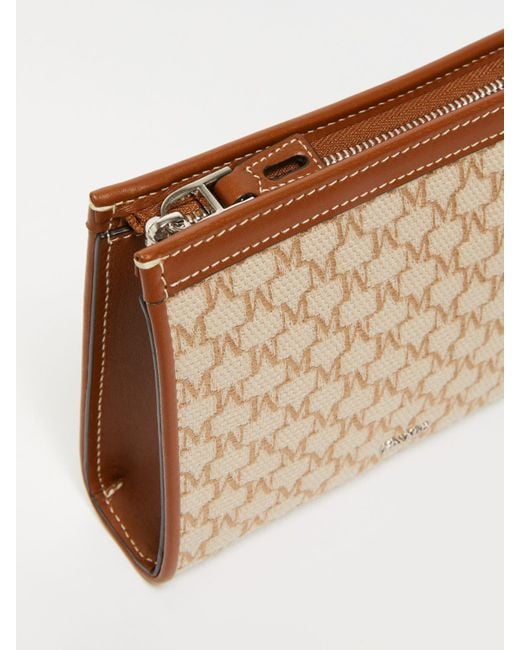 Max Mara Natural Logo Plaque Zip-Up Clutch Bag