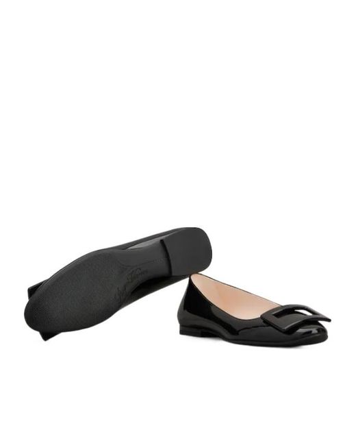 Roger Vivier Black Logo Embossed Flat Shoes