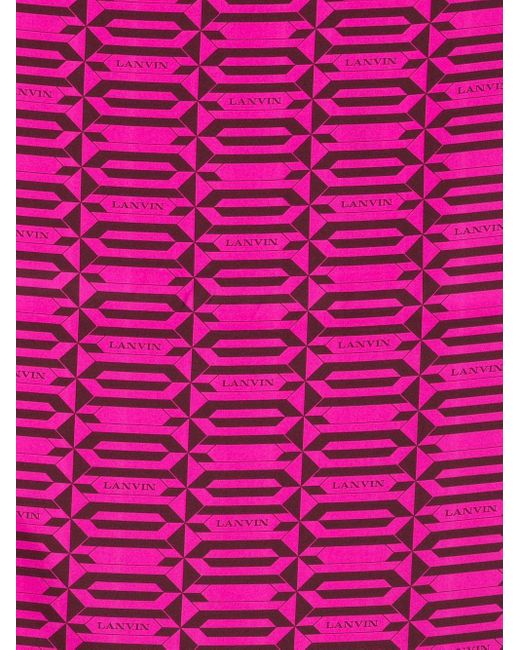 Lanvin Pink Geometric-Pattern Silk Scarf