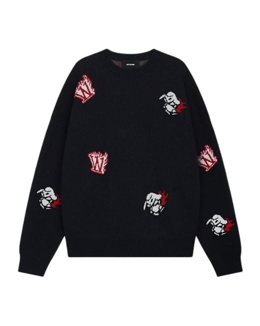 we11done Black Crew-Neck Sweater for men
