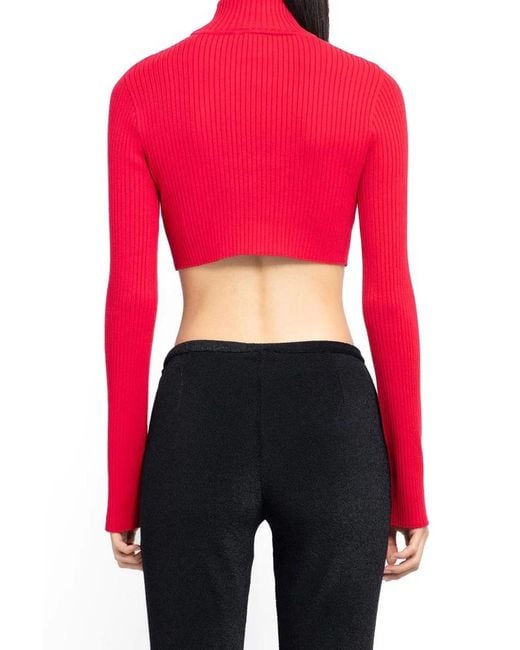 Courreges Red Cut-Out Crop Top