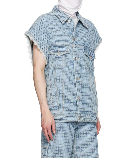 Givenchy Blue 4G Denim Button-Up Vest for men