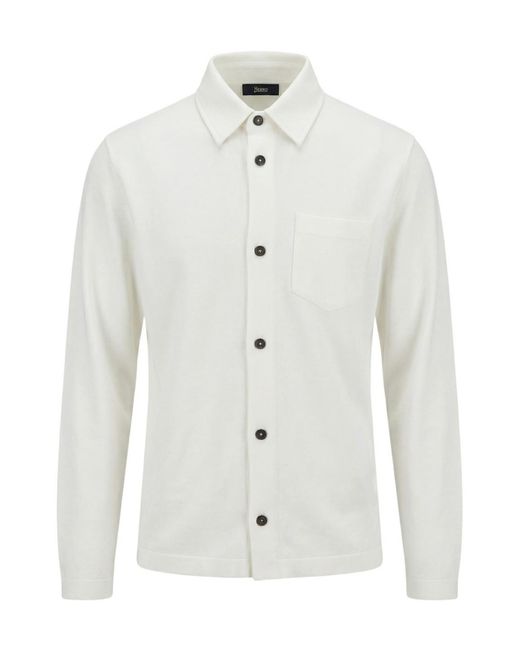 Herno White Long-Sleeve Cotton Shirt for men