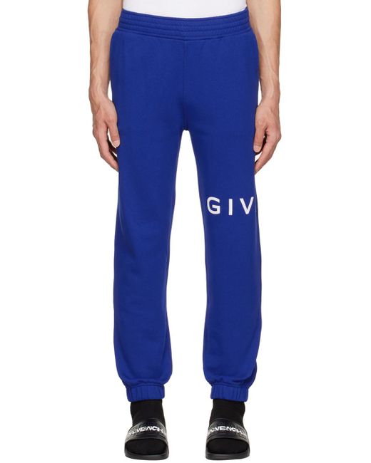 Givenchy Blue Logo Printed Elastic-Waist Jogging Pants for men