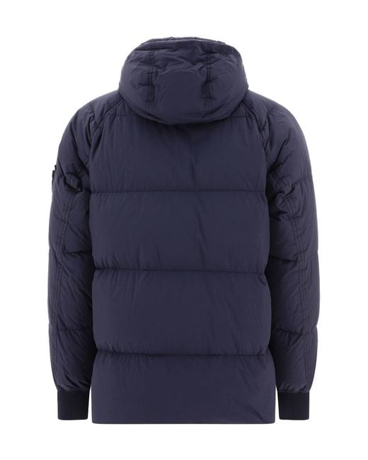 Stone Island Blue Zip-Up Puffer Jacket for men
