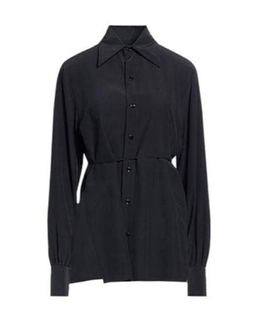 MM6 by Maison Margiela Black Solid-Color Long-Sleeved Shirt