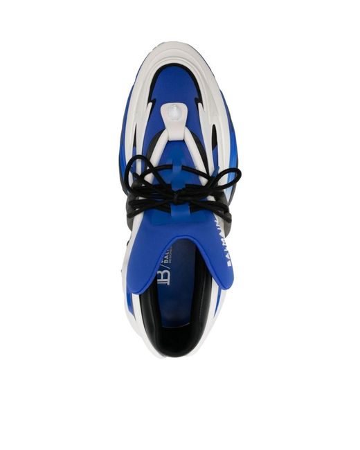Balmain Blue Unicorn Lace-Up Sneakers for men