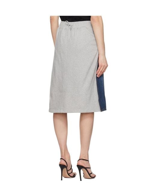 Pushbutton Blue Patchwork Skirt Pants